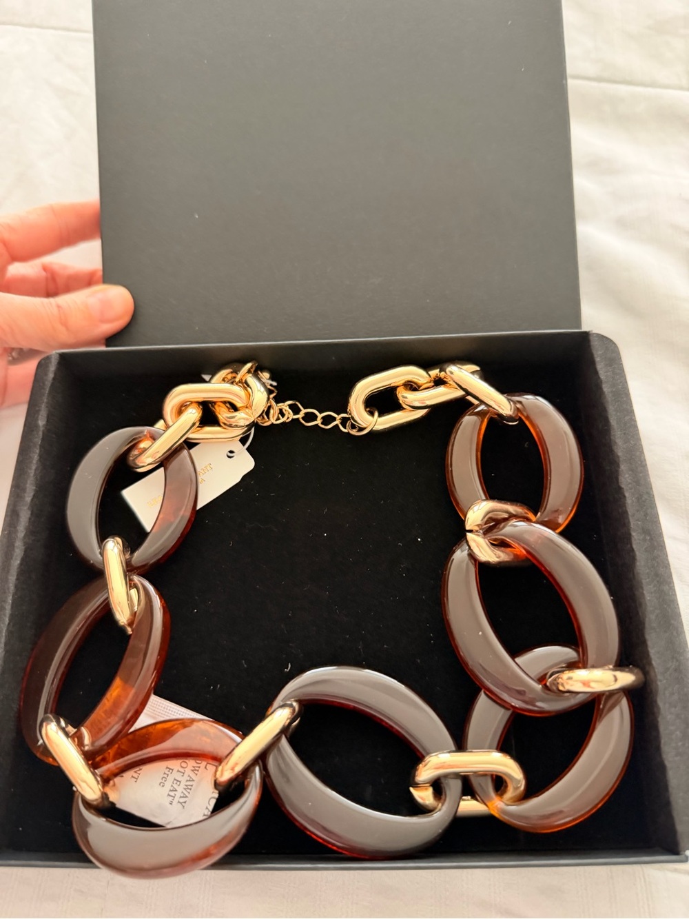 Natasha Denona Tortoiseshell Amber Resin Link Necklace with Gold Chains